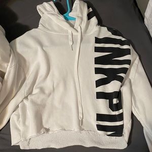 White VS PINK cropped hoodie